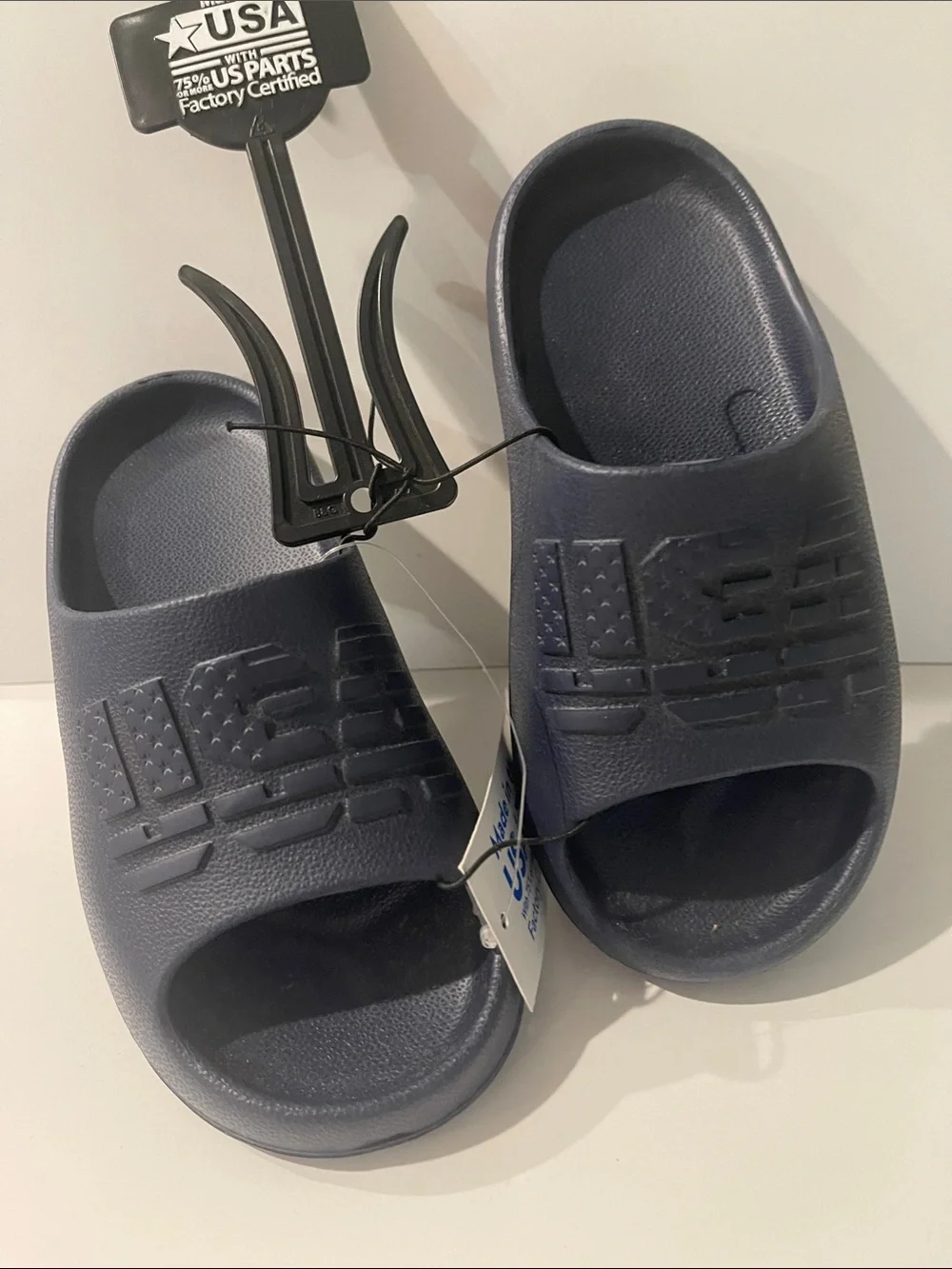 Kids NWT 13 Navy Slide Sandals Made in USA